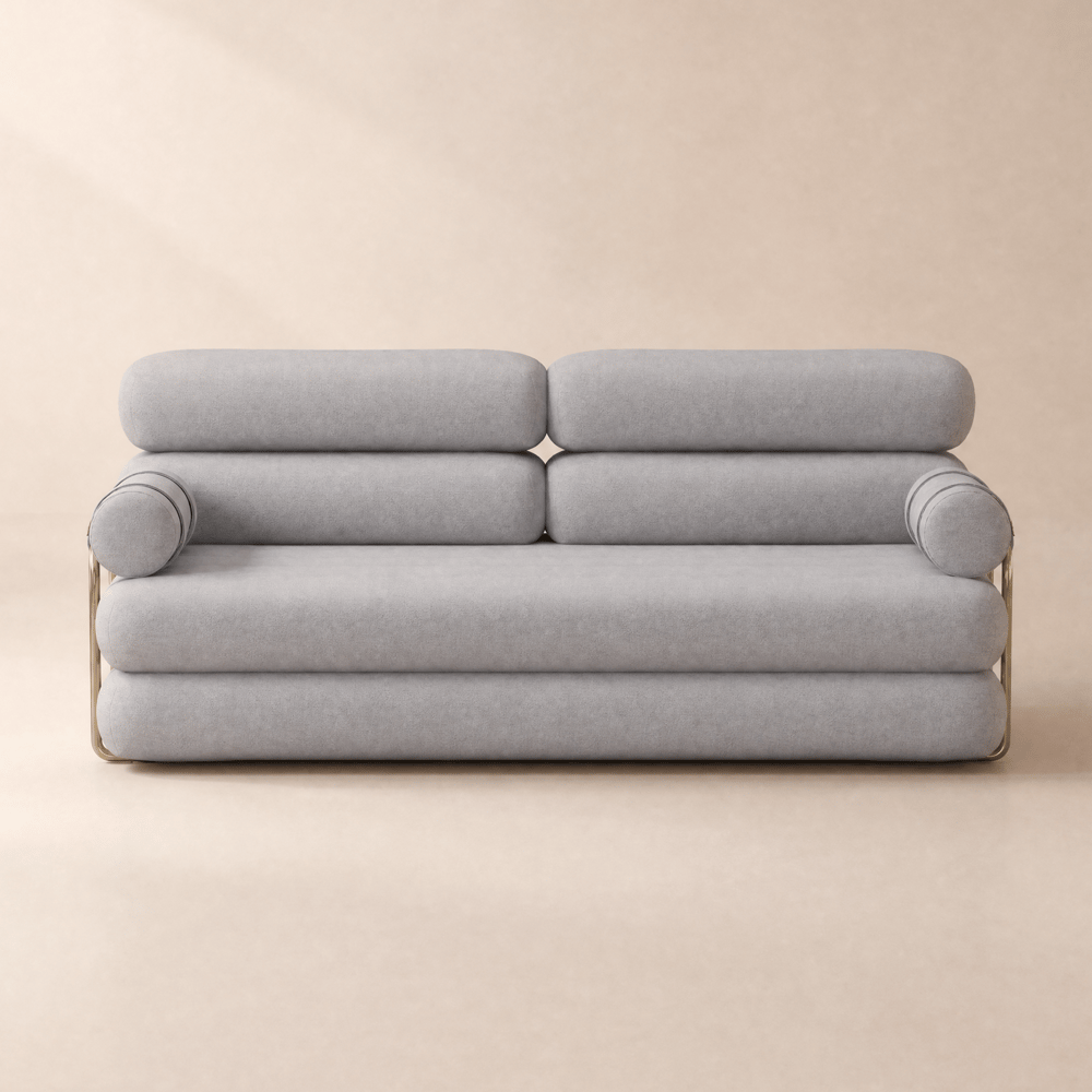 Futon Convertibile 206 cm 3 Posti in Ciniglia di Velluto 4 in 1 Immagine della finestra