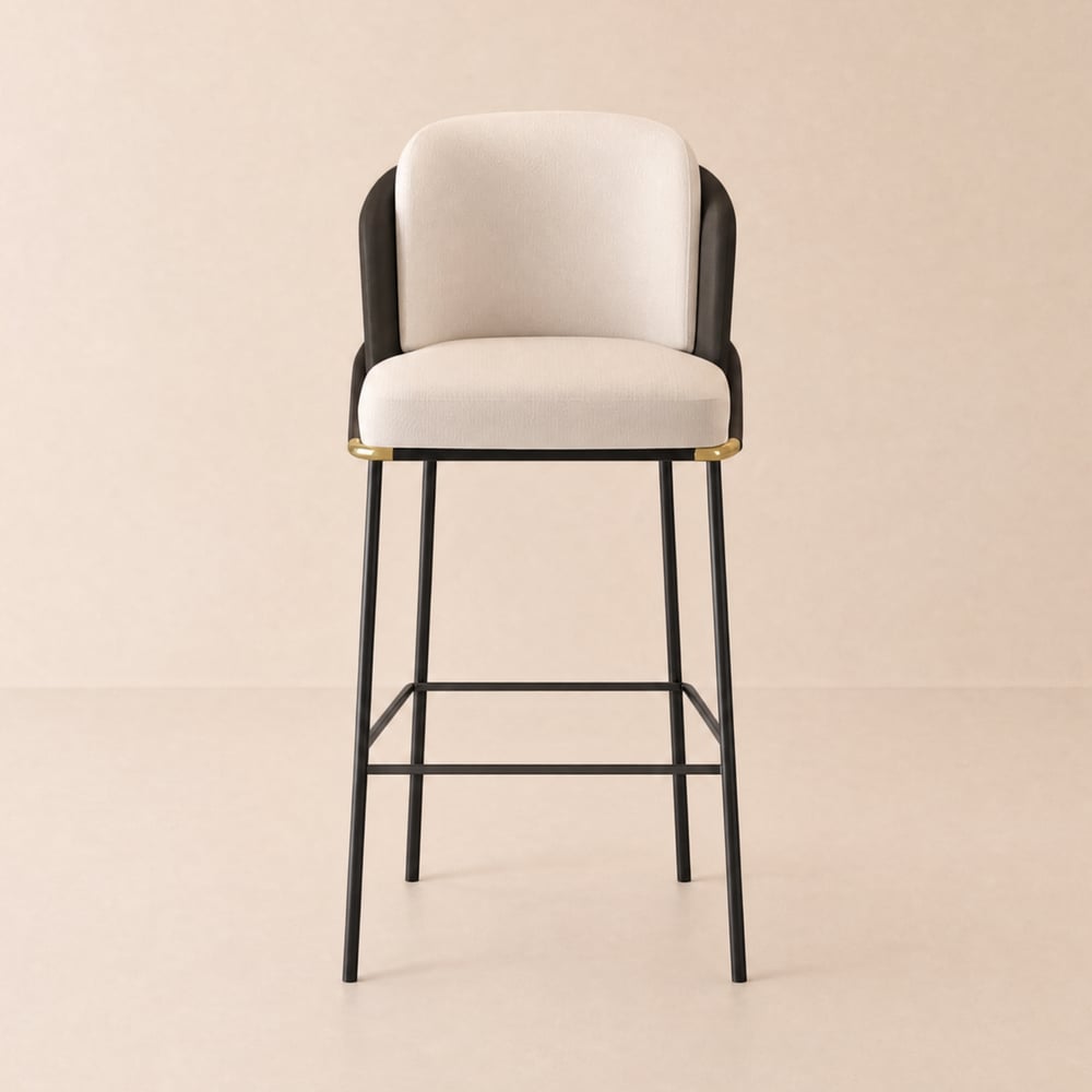 Linenic Black PU Leather Bar Stool with Upholstered, 1 Piece window image