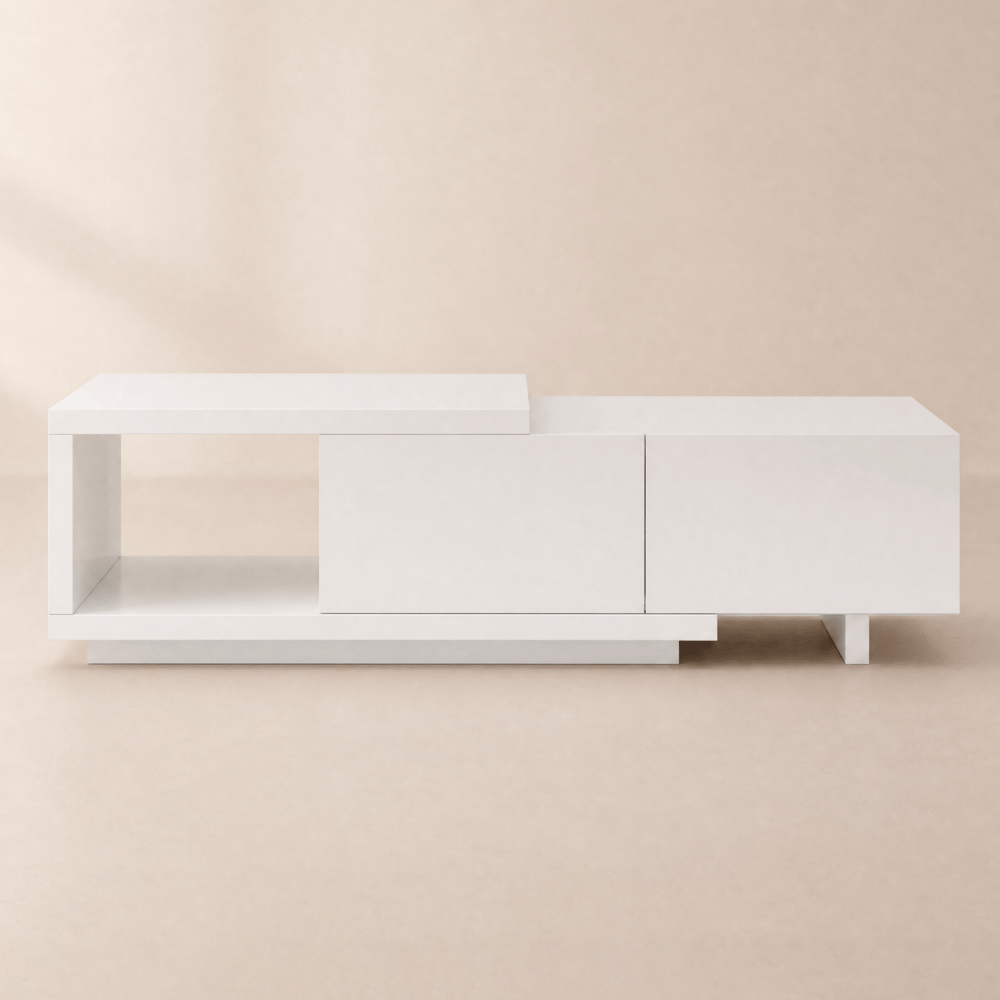 Table basse extensible Quoint avec 2 tiroirs, 120 à 175 cm image de fenêtre
