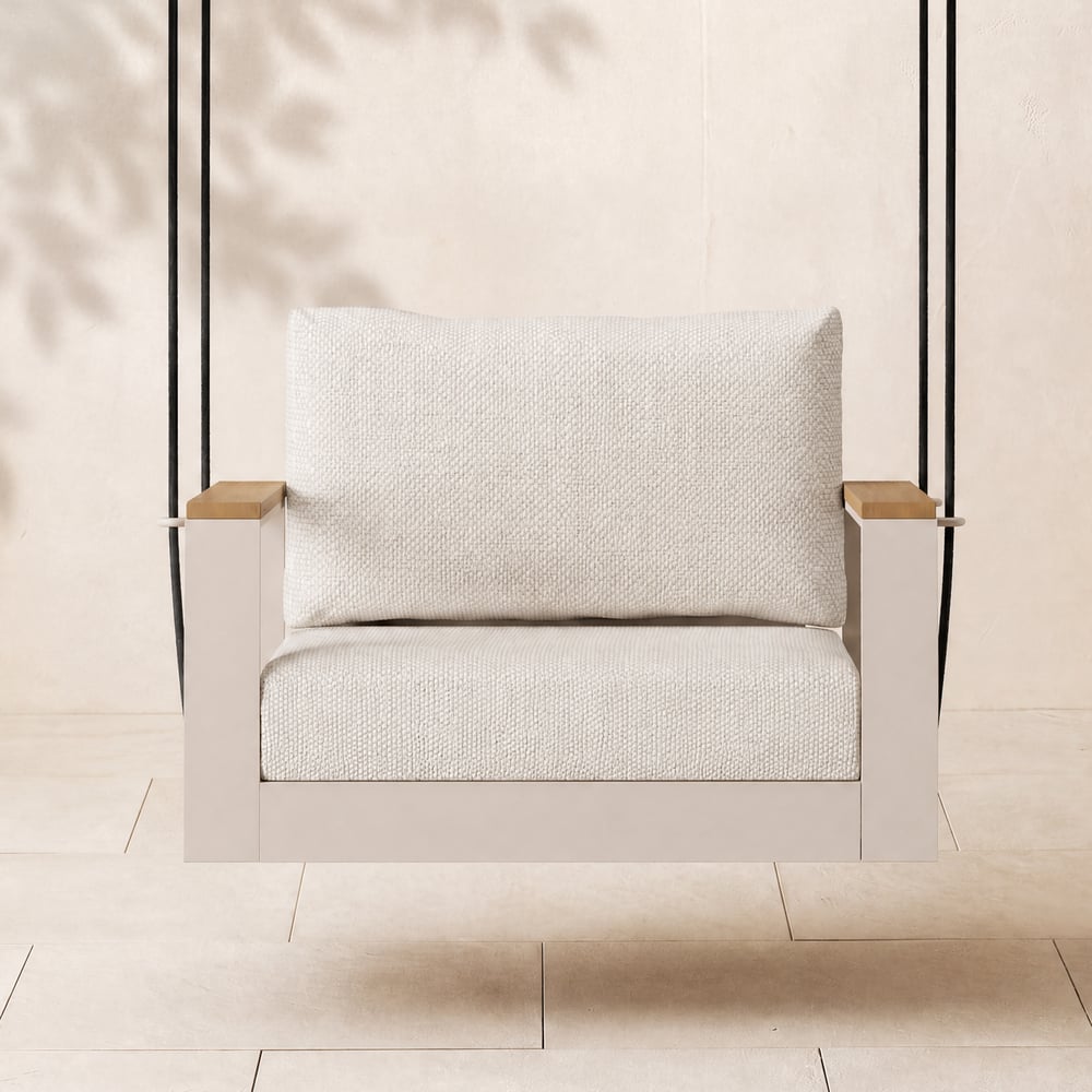Tevara Outdoor Aluminum 1-Seater Hanging Swing Chair in Sand window image