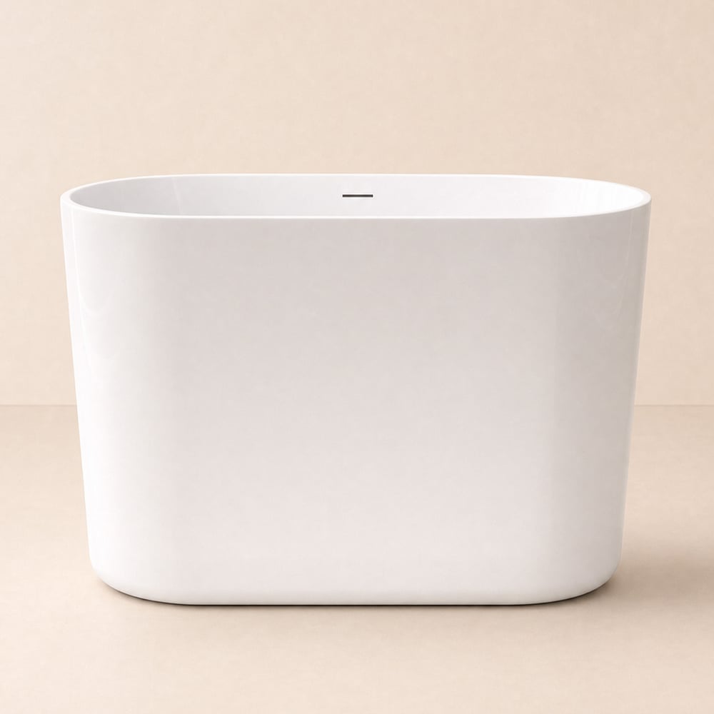 100 cm Compact Deep Oval Whirlpool Bathtub with Massage Jets & Thermostatic Control window image