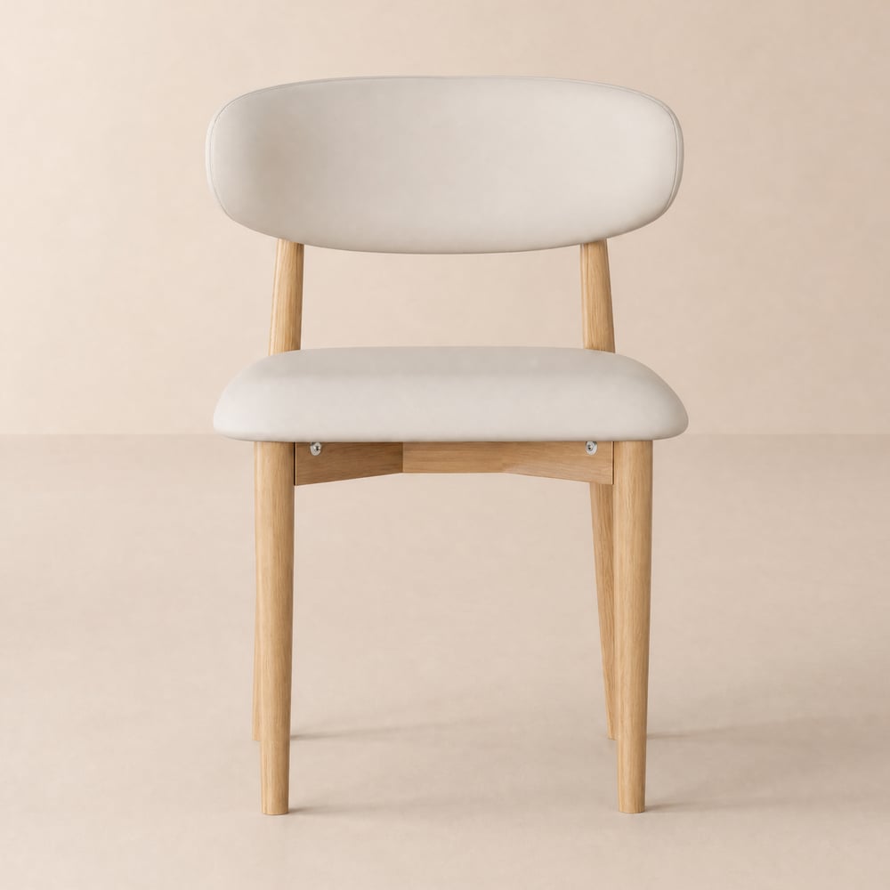 Modern PU Leather Dining Chair with Natural Rubber Wood Legs, 1 Piece window image