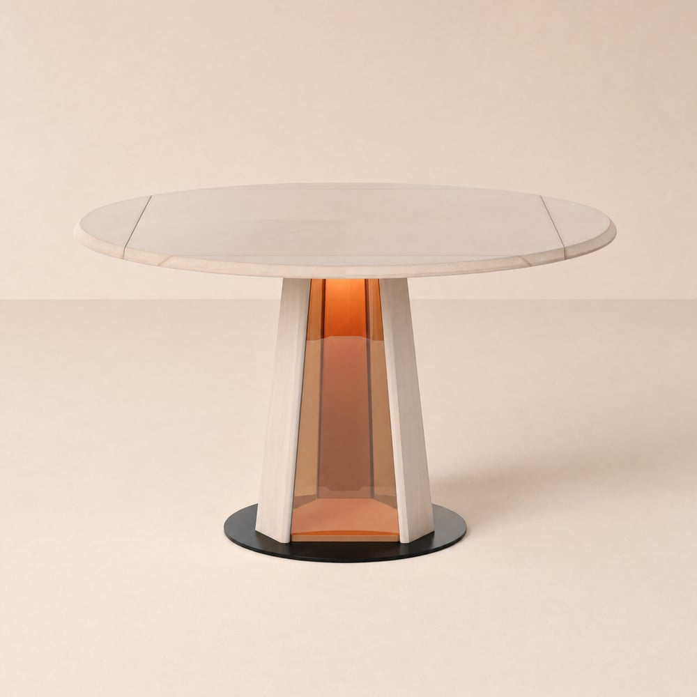 36"-47" Extendable Whitewash Wood Dining Table with LED Light, Seats 2-4 window image