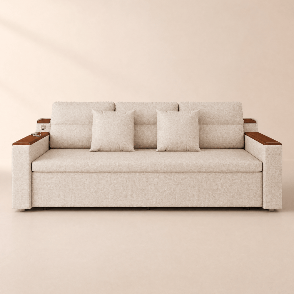 83" Queen Cotton & Linen Sleeper Sofa with Storage window image