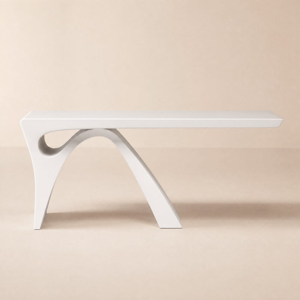 Modern 180 cm Rectangular White Writing Desk with Arched Base window image