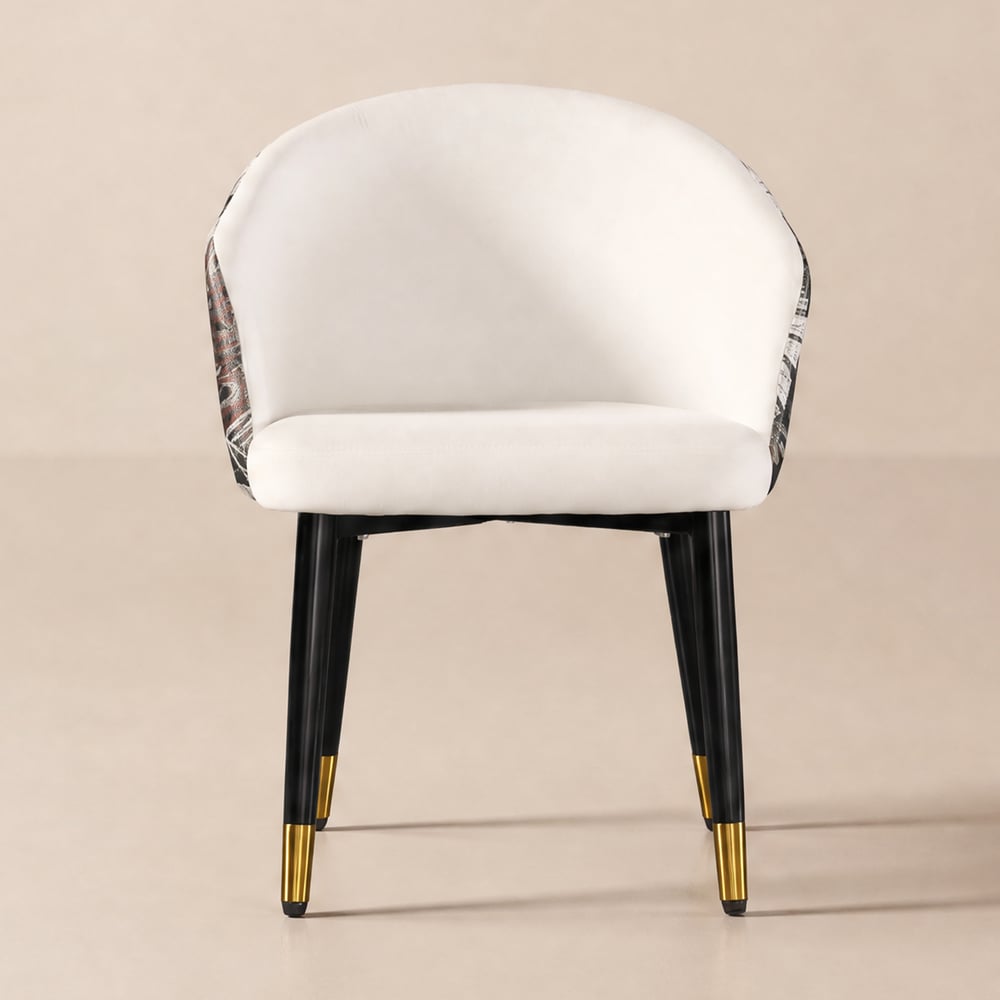 Arcora White Velvet Dining Chair with Upholstered, 1 Piece window image