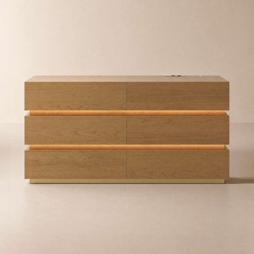 Lumio 150 cm LED 6-Drawer Dresser with Charging Station window image