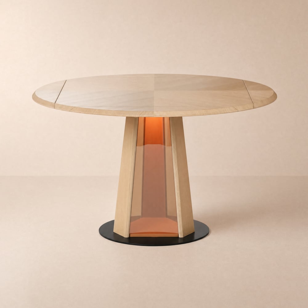 36"-47" Extendable Natural Wood Dining Table with LED Light, Seats 2-4 window image