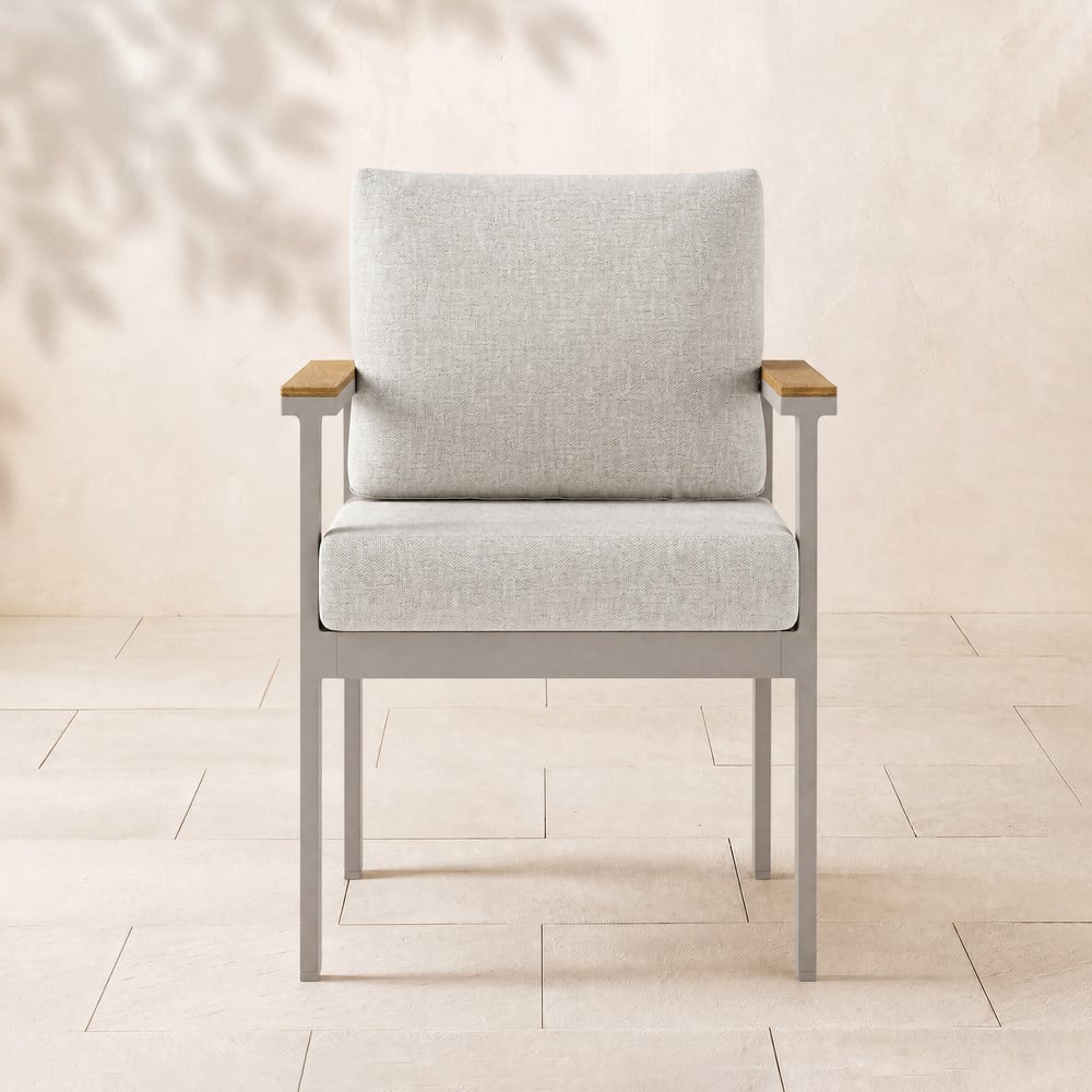 Tevara Outdoor Teak & Aluminium Dining Chairs in Sand, Set of 2 window image