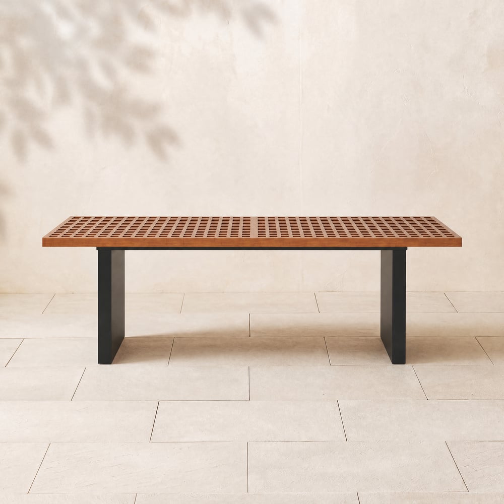 Grida Outdoor Teak & Aluminum Rectangular Dining Table, Seats 8 (94") window image