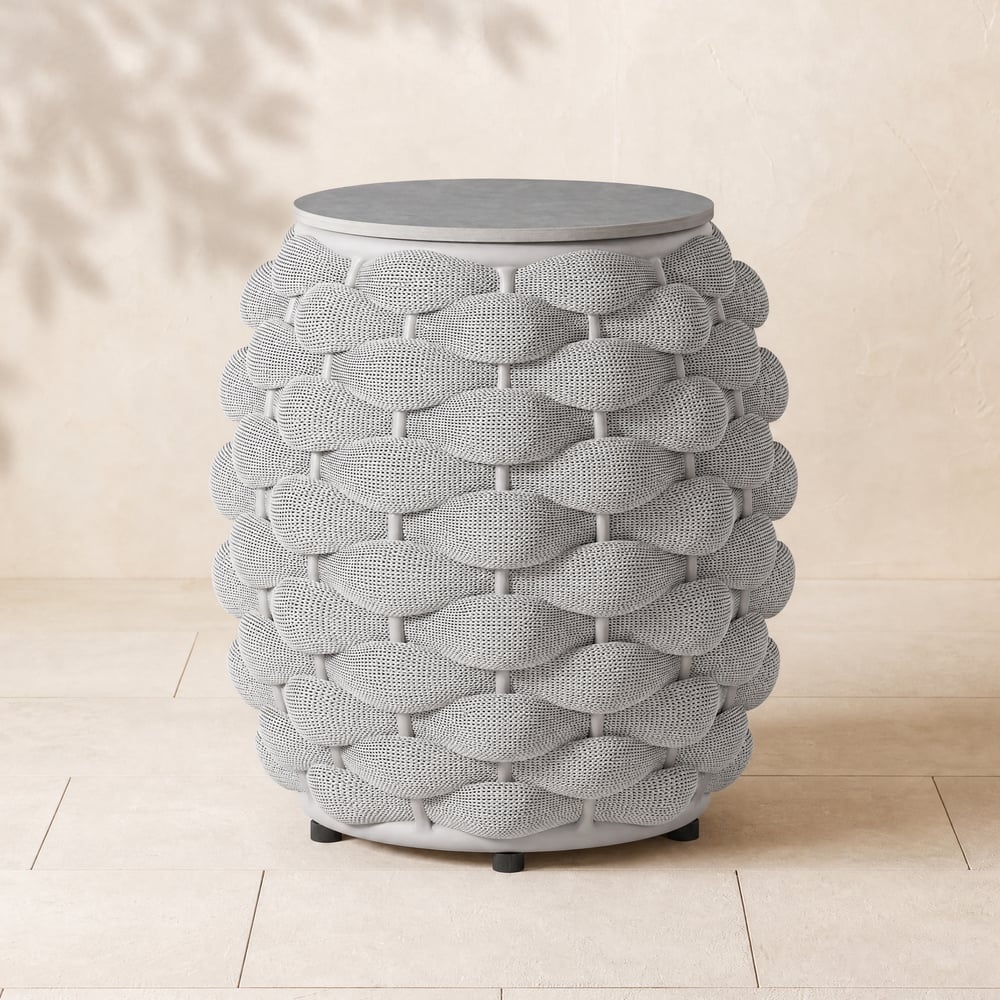 Cocaro Outdoor Side Table Woven with Storage, Waterproof Rope, and Slate Top window image