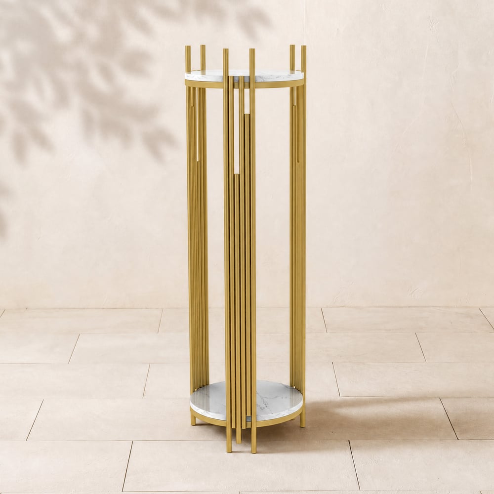 900mm Tall Metal 2-Tiered Plant Stand Modern Corner Plant Stand Indoor window image