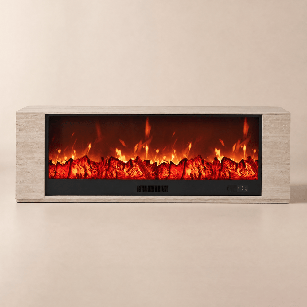 71" Sintered Stone Electric Fireplace TV Stand with Remote Control window image