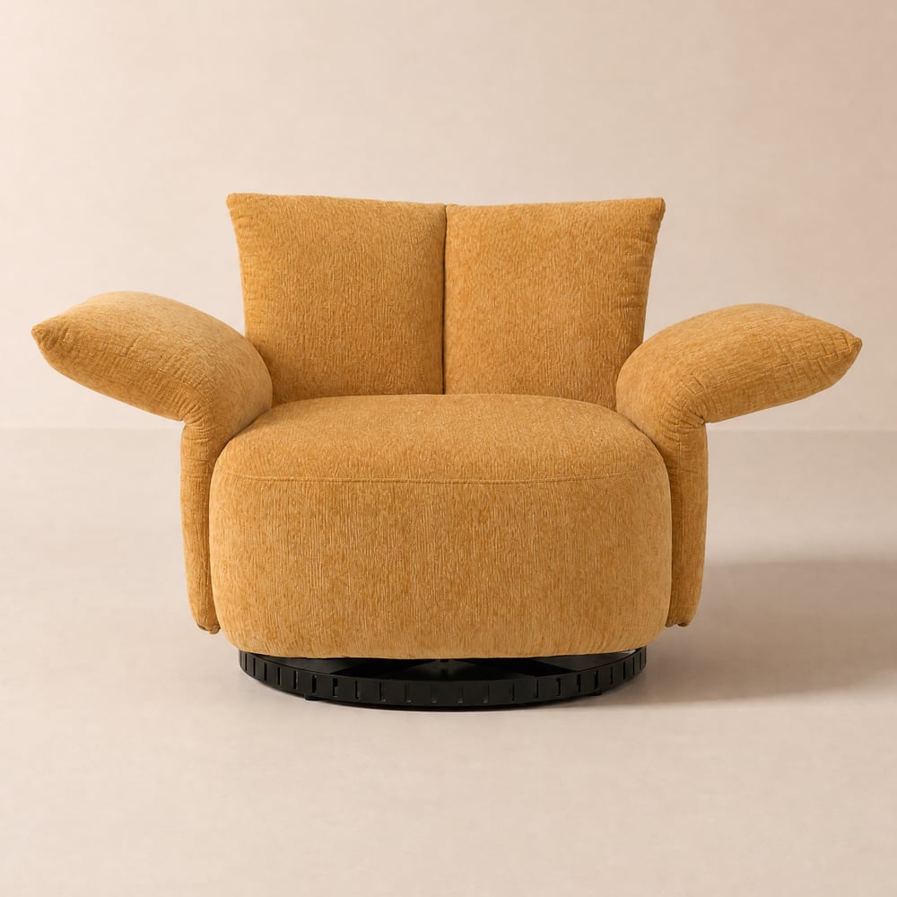 Performance Chenille Swivel Accent Chair with Adjustable Armrest window image