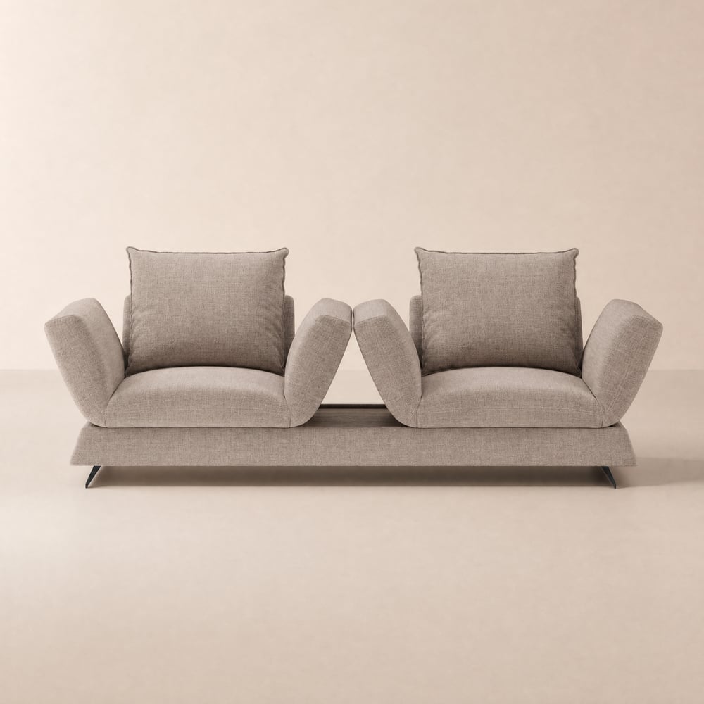 Modern 84" Queen 3-Seater Linen Convertible Sleeper Sofa with Adjustable Backrest window image