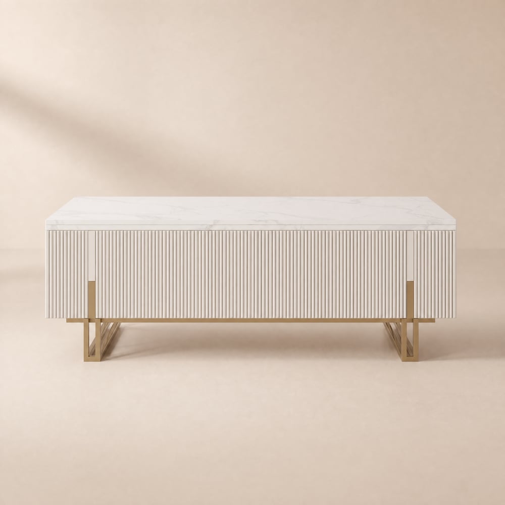 Grovyn Fluted Lift-Top Coffee Table with 2 Drawers-120 cm window image