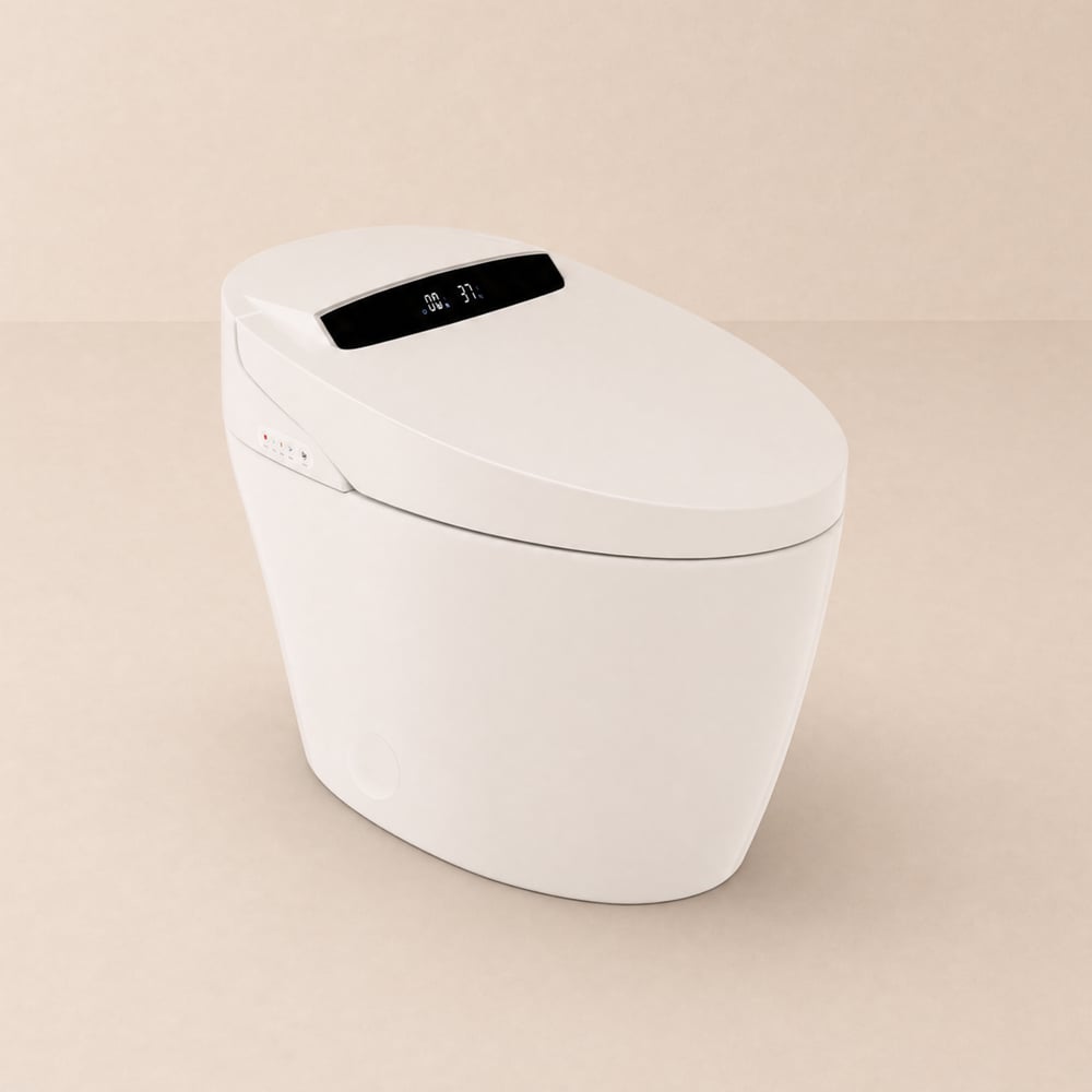Hynova AX1 Smart Bidet Toilet with Auto Flush & Auto Open Lid, White, 1.28 GPF window image