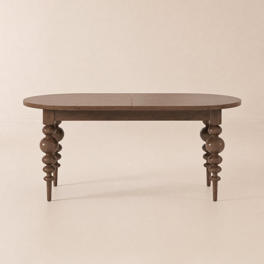 Mid-Century Modern 67"-79" Extendable Walnut Oval Dining Table, Seats 4–6 window image
