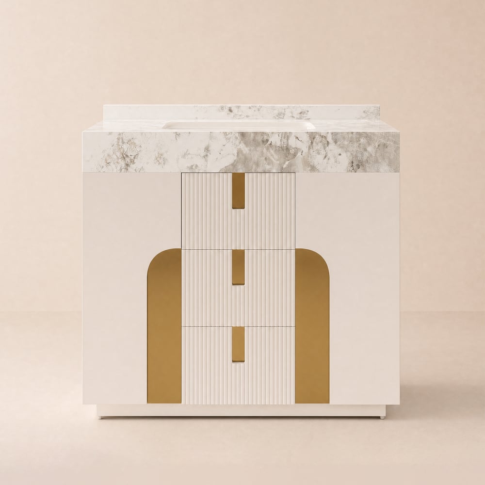 91 cm Artis Mobile bagno freestanding con lavabo singolo e top in pietra sinterizzata Immagine della finestra