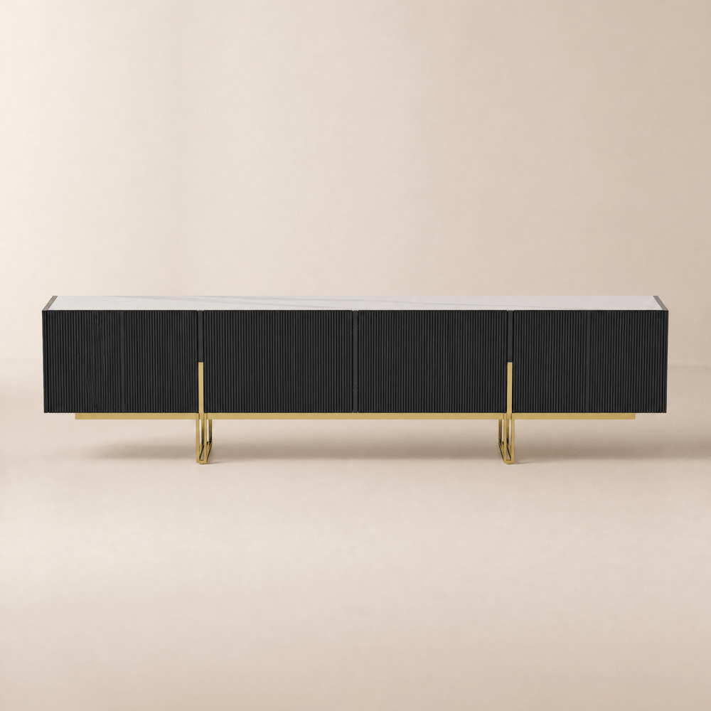 Grovyn 220 cm Sintered Stone Top Fluted TV Stand with Spacious Cabinets window image