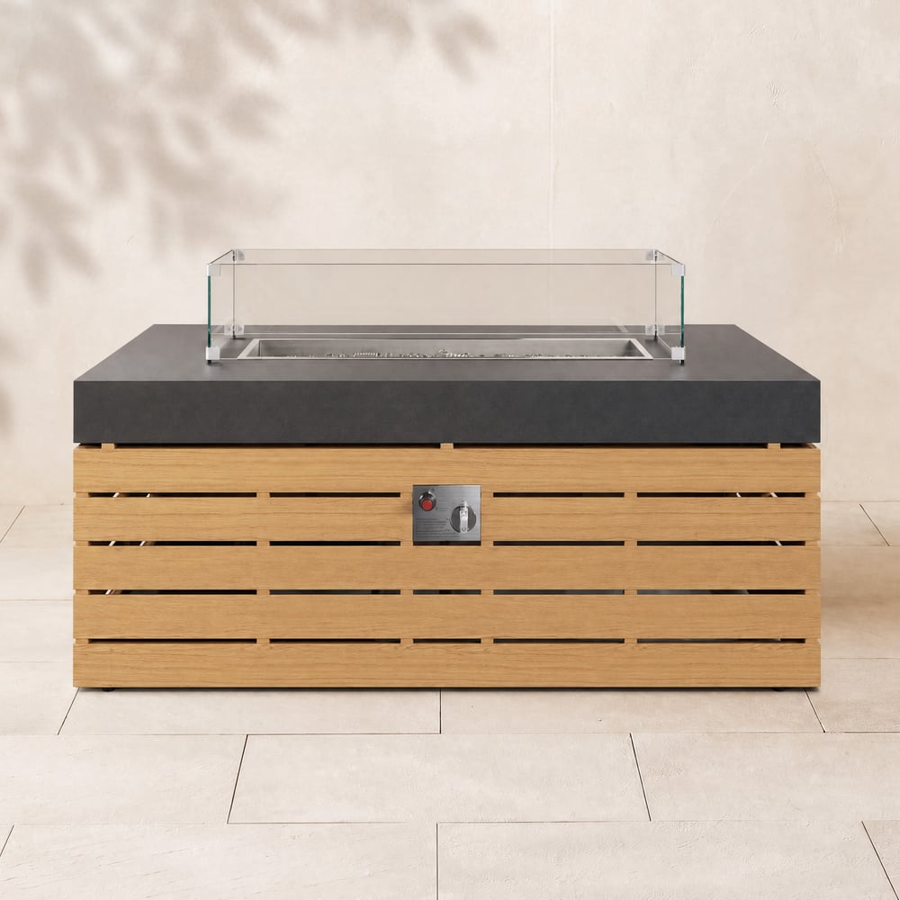 Table brasero rectangulaire Tevara 120 cm grise au propane sans fumée image de fenêtre