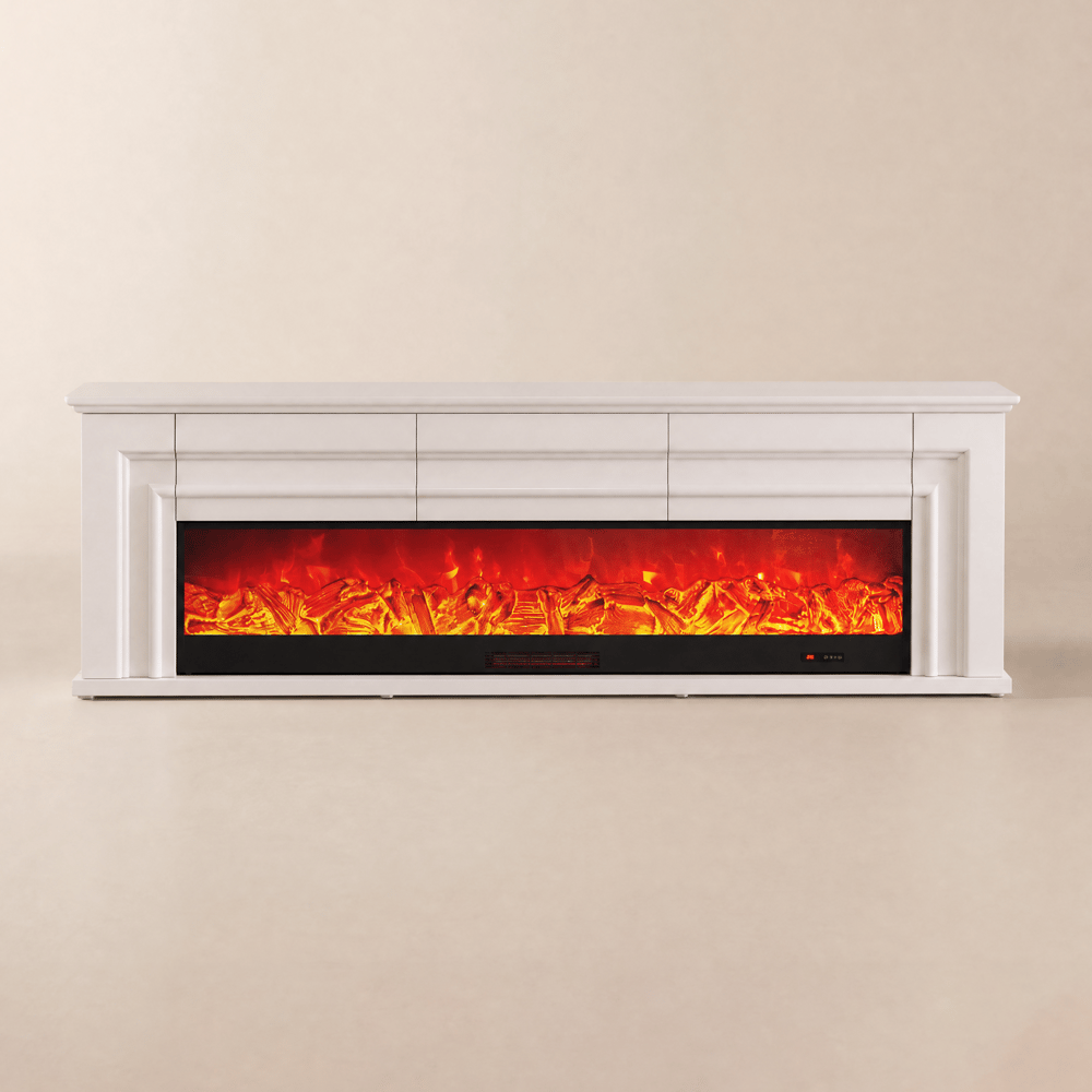 200 cm Warm White Electric Fireplace TV Stand with Remote Control window image