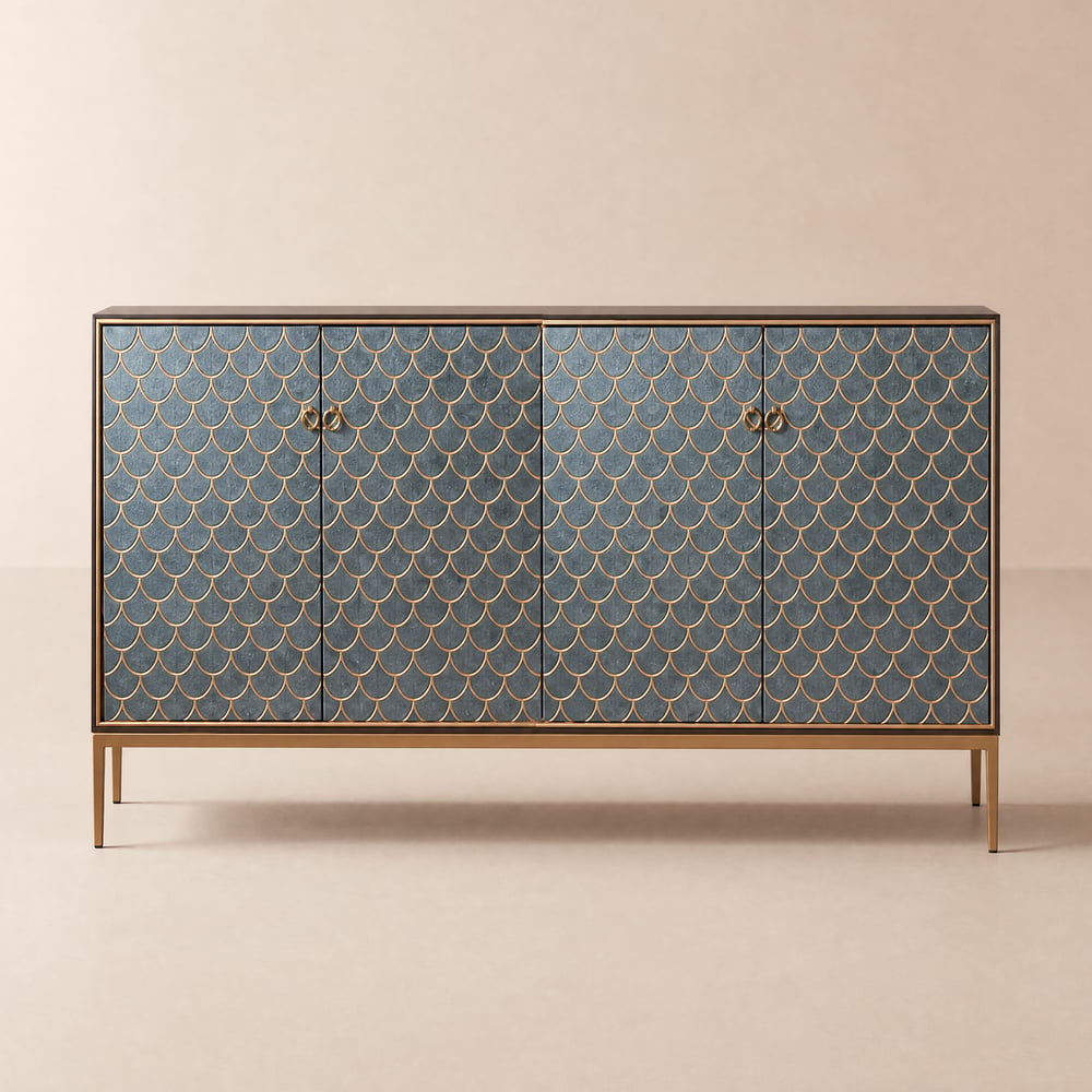 Modern 150 cm Wood Sideboard with 4 Doors & Adjustable Shelves window image