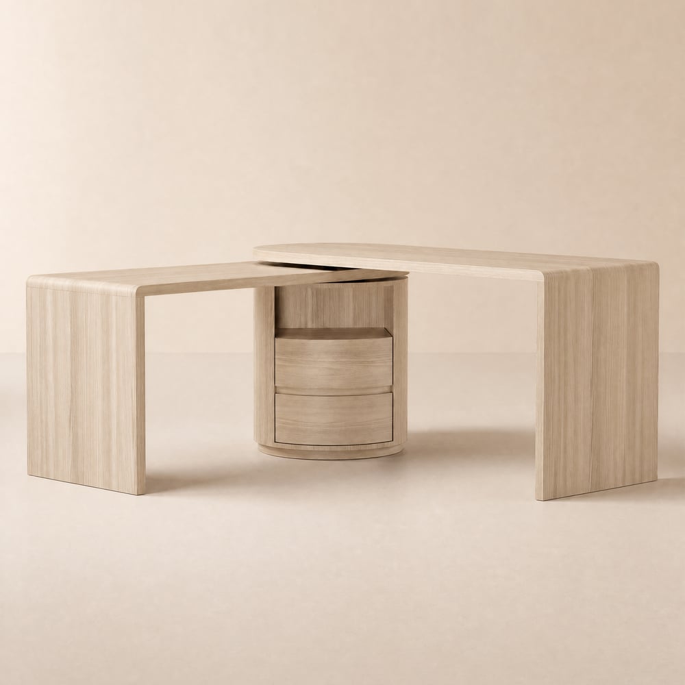 Modern L-shaped swivel executive office desk with drawers (1520mm) window image