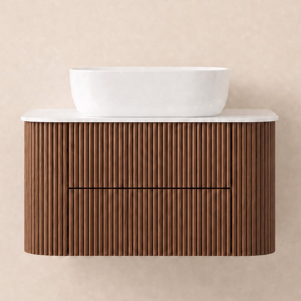 800mm Fluted Floating Bathroom Vanity with Single Basin Sintered Stone Top window image