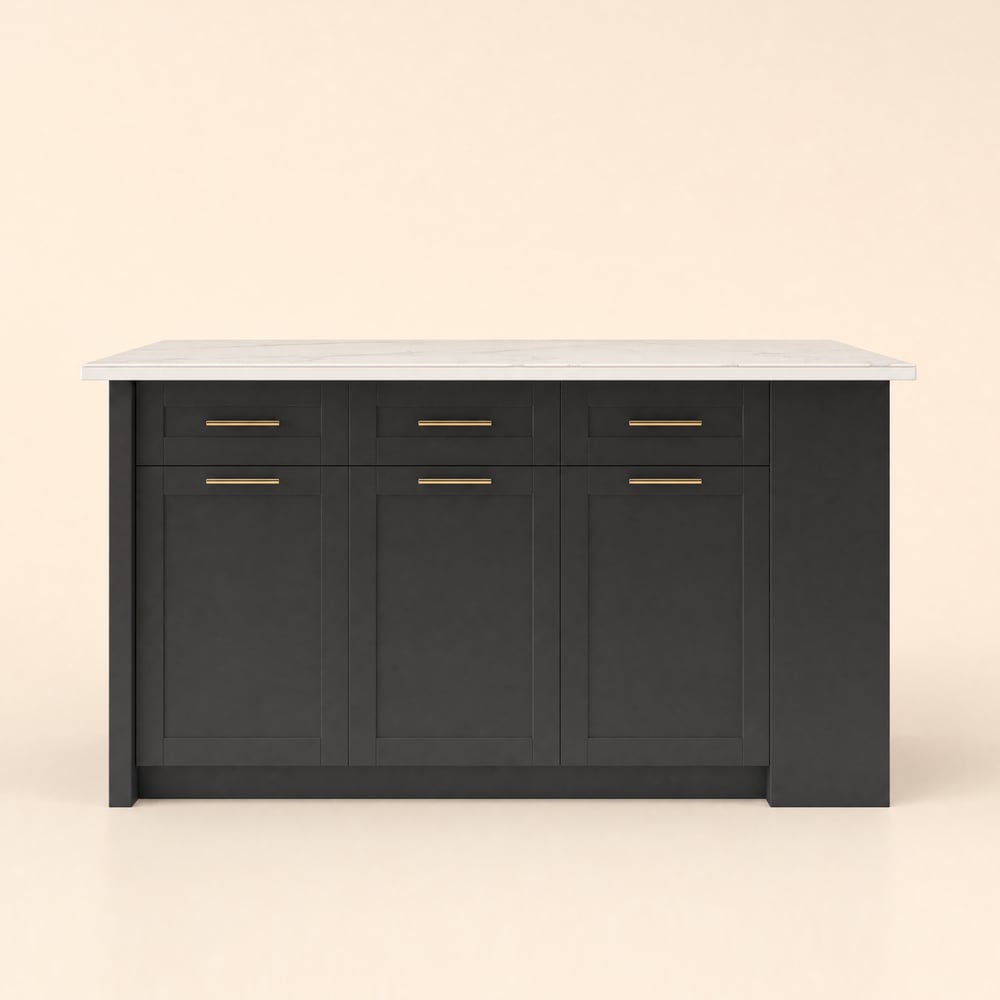 Isola Cucina Moderna 180 cm Pietra Sinterizzata con Cassetti e Ante, Bianco e Nero Immagine della finestra