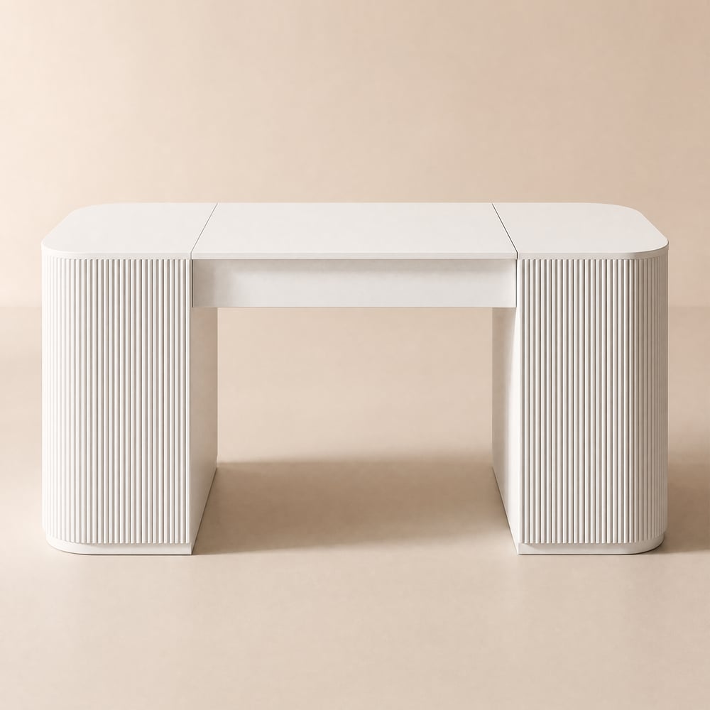Velign Height Adjustable Desk with 2-Door Storage Cabinet in White, 152 cm window image