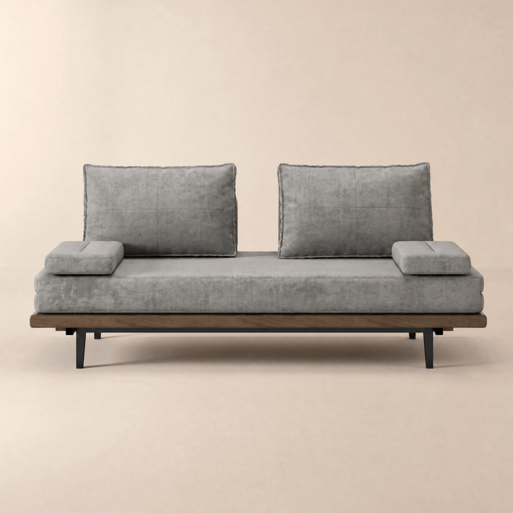 79" Queen Cotton & Linen Convertible Sleeper Sofa with Pillows window image