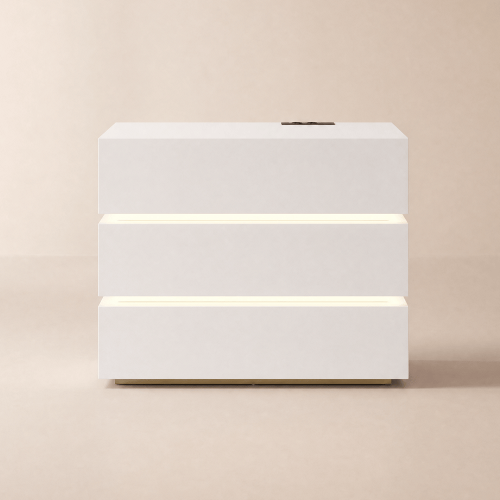 Lumio 39" White 3-Drawer Dresser with Light and Charging Station window image