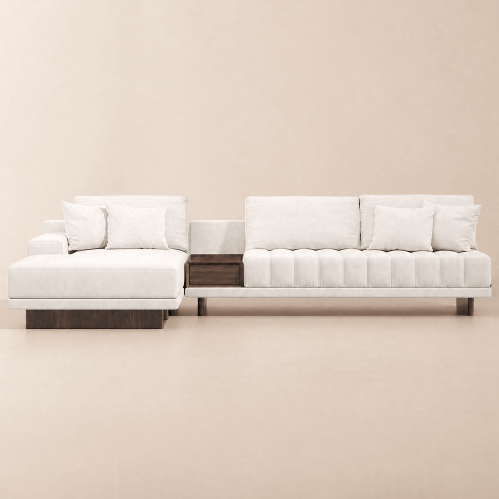 Vewal 320 cm L-shaped Velvet Modular Sectional Sofa with Chaise & Ottoman window image
