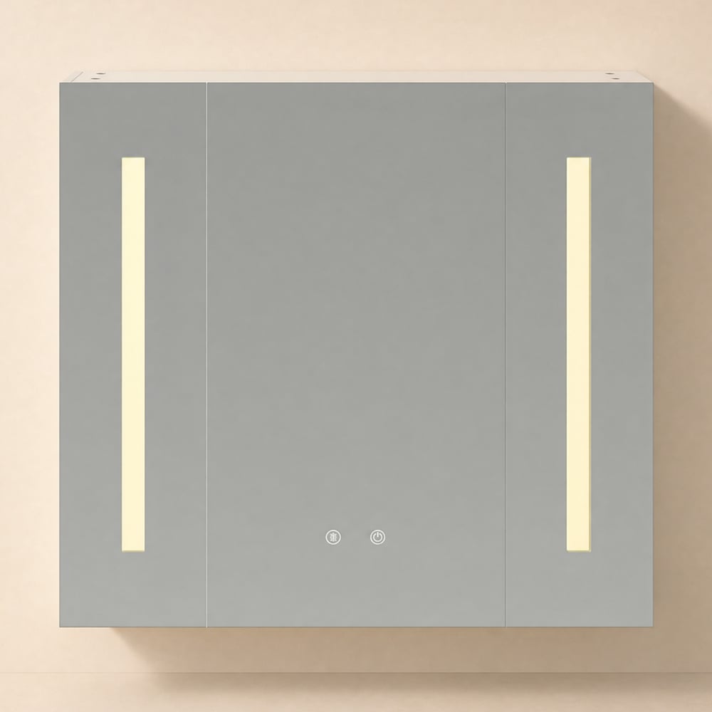 800 mm moderne wandgemonteerde LED-badkamerkast, make-upspiegel met opbergruimte Vensterafbeelding