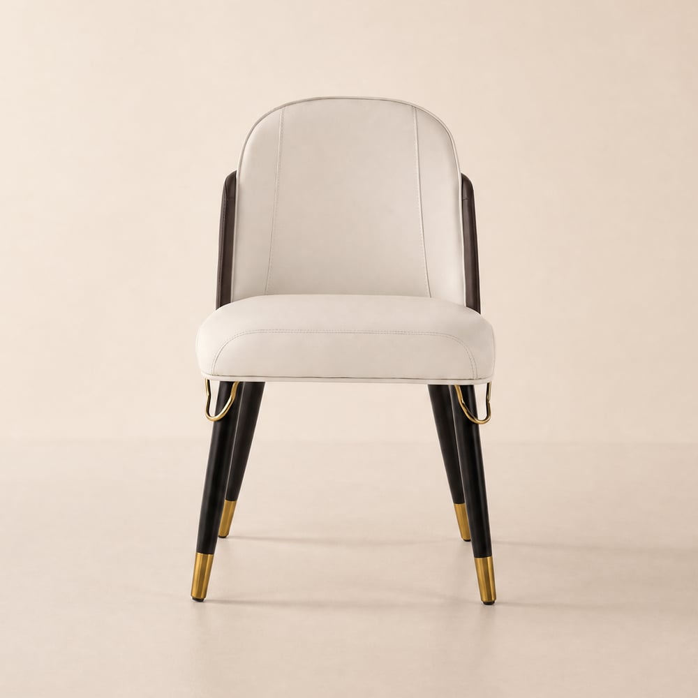 Modern Warm White PU Leather Upholstered Dining Chair, 2 Pieces window image
