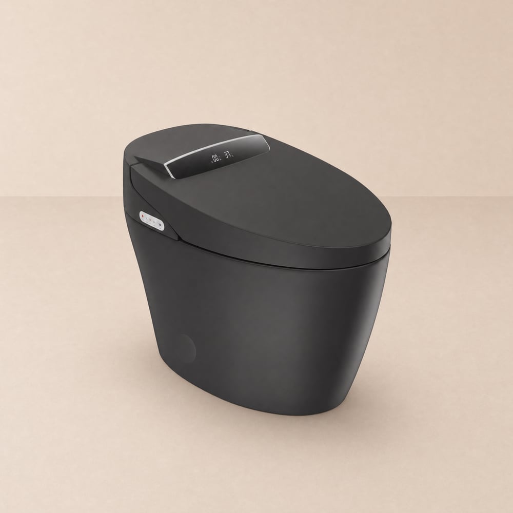 Hynova AX1 Smart Bidet Toilet with Auto Flush & Auto Open Lid, Black, 1.28 GPF window image