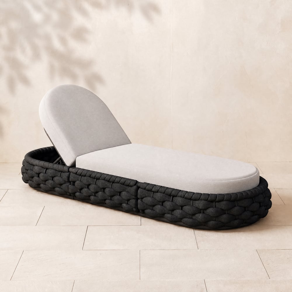 Cocaro Outdoor Aluminum & Rope Weave Adjustable Chaise Lounge in Dark Gray window image