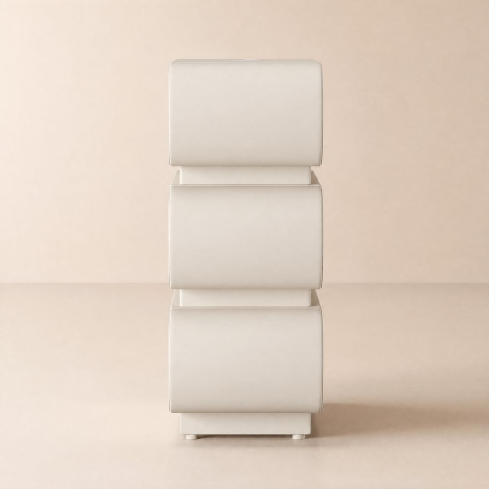 Narrow Humply Leather 3-Drawer Smart Nightstand window image