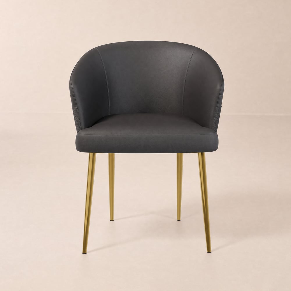 Chaise de salle à manger moderne en similicuir PU noir avec pieds en métal, 1 pièce image de fenêtre