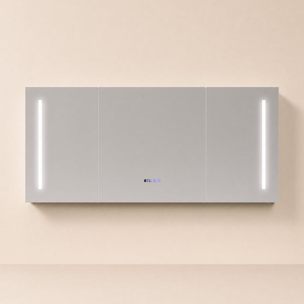 59" LED Bathroom Medicine Cabinet with Anti-Fog, Dimmable Tri-Color Lighting window image