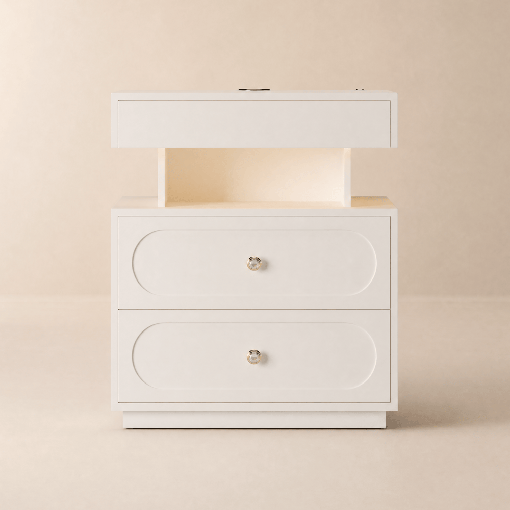 Krila Floating 3-Drawer LED Smart Bedside Table with Light window image
