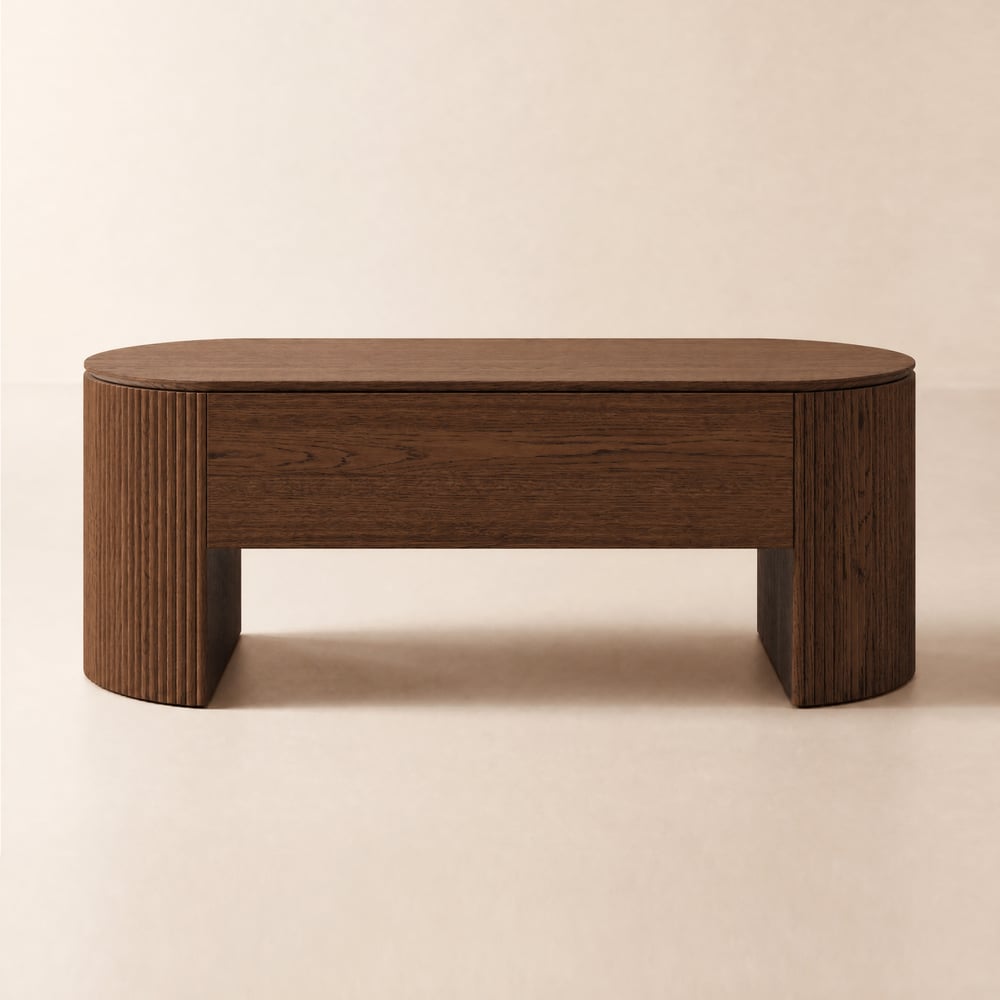 120 cm Oval Lift-Top Coffee Table with Fluted Sides Walnut window image