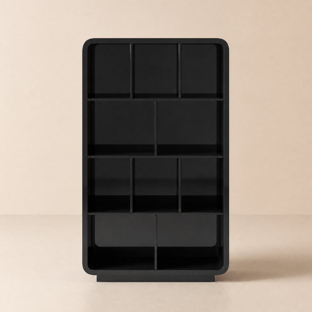 Chicent 2000mm Modern Black Bookshelf 4-Tier Standard Bookcase with Rich Storage window image
