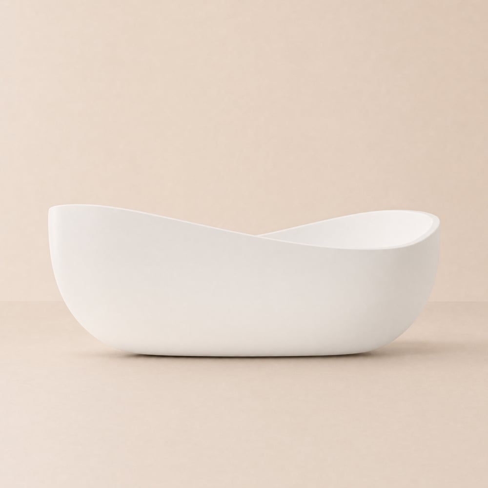 Bathroom Stone Resin Oval Vessel Sink Modern Art Sink Matte White with Pop Up Drain window image