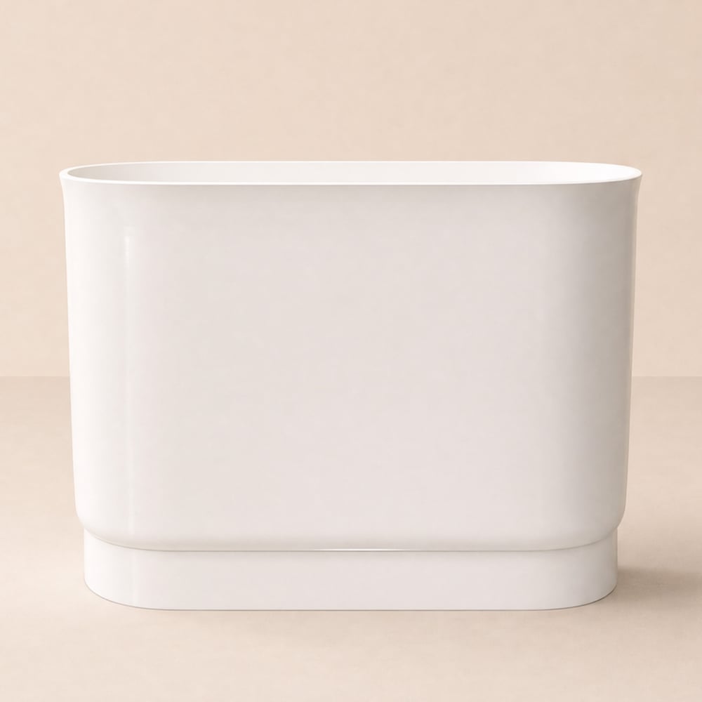 40" Japanese Modern Deep Oval Freestanding Stone Resin Soaking Bathtub White window image