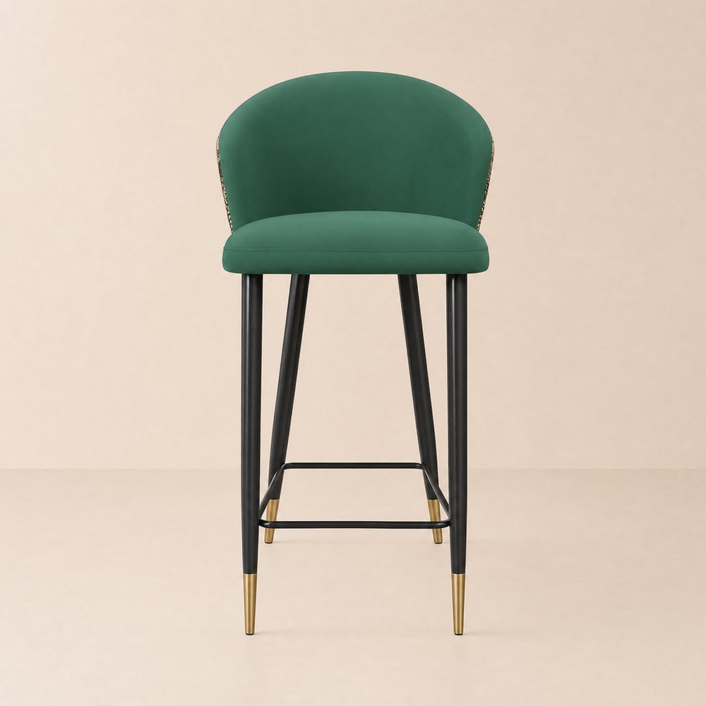 Arcora Green Bar Stool with Upholstered, 1 Piece window image
