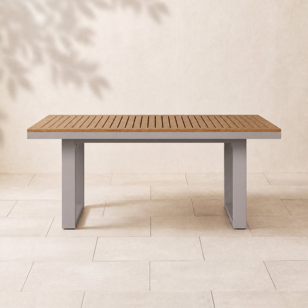 Tevara 6-Person Rectangle Teak & Aluminium Outdoor Patio Dining Table in Sand window image