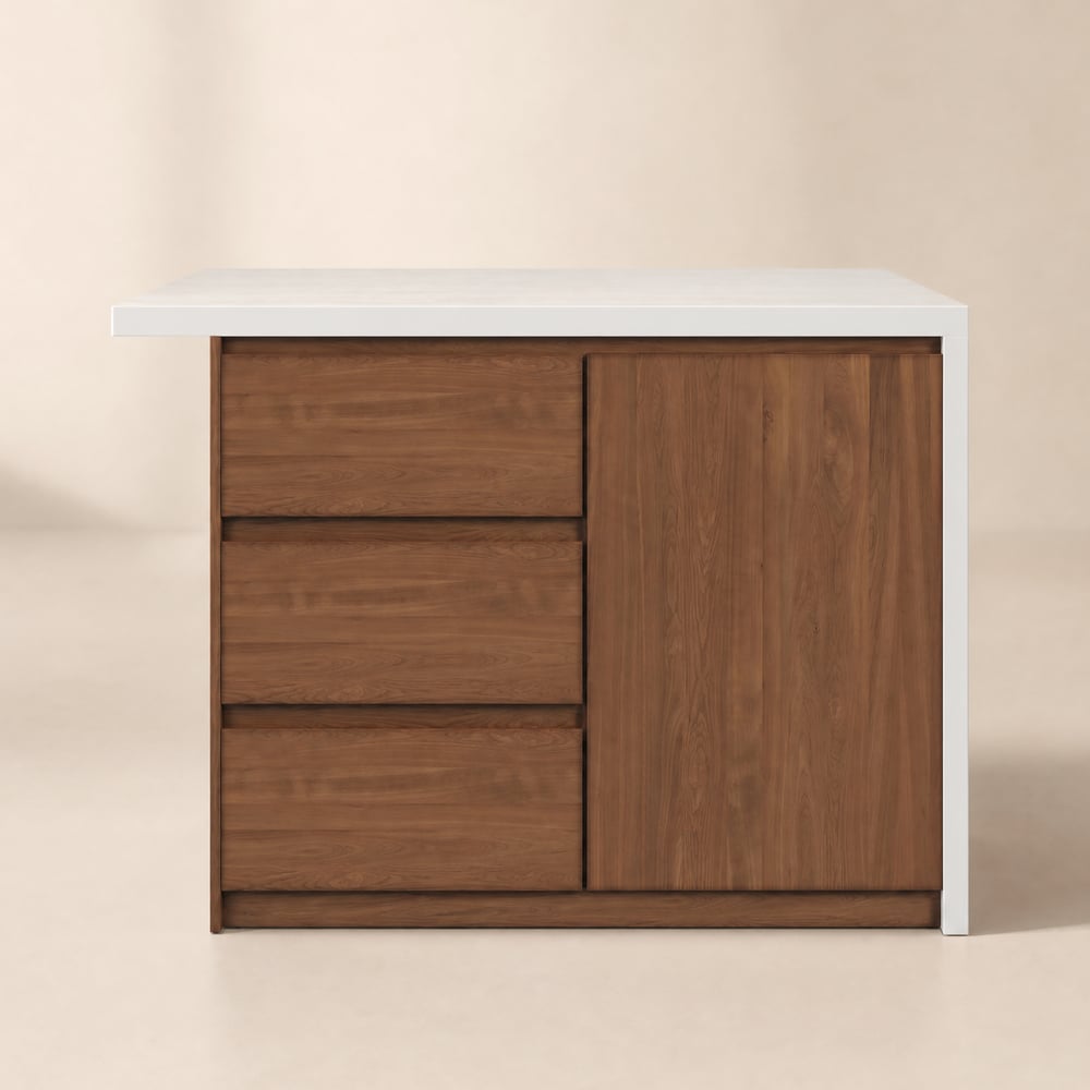 Modern 50" Matte Sintered Stone Kitchen Island with Storage, Walnut window image