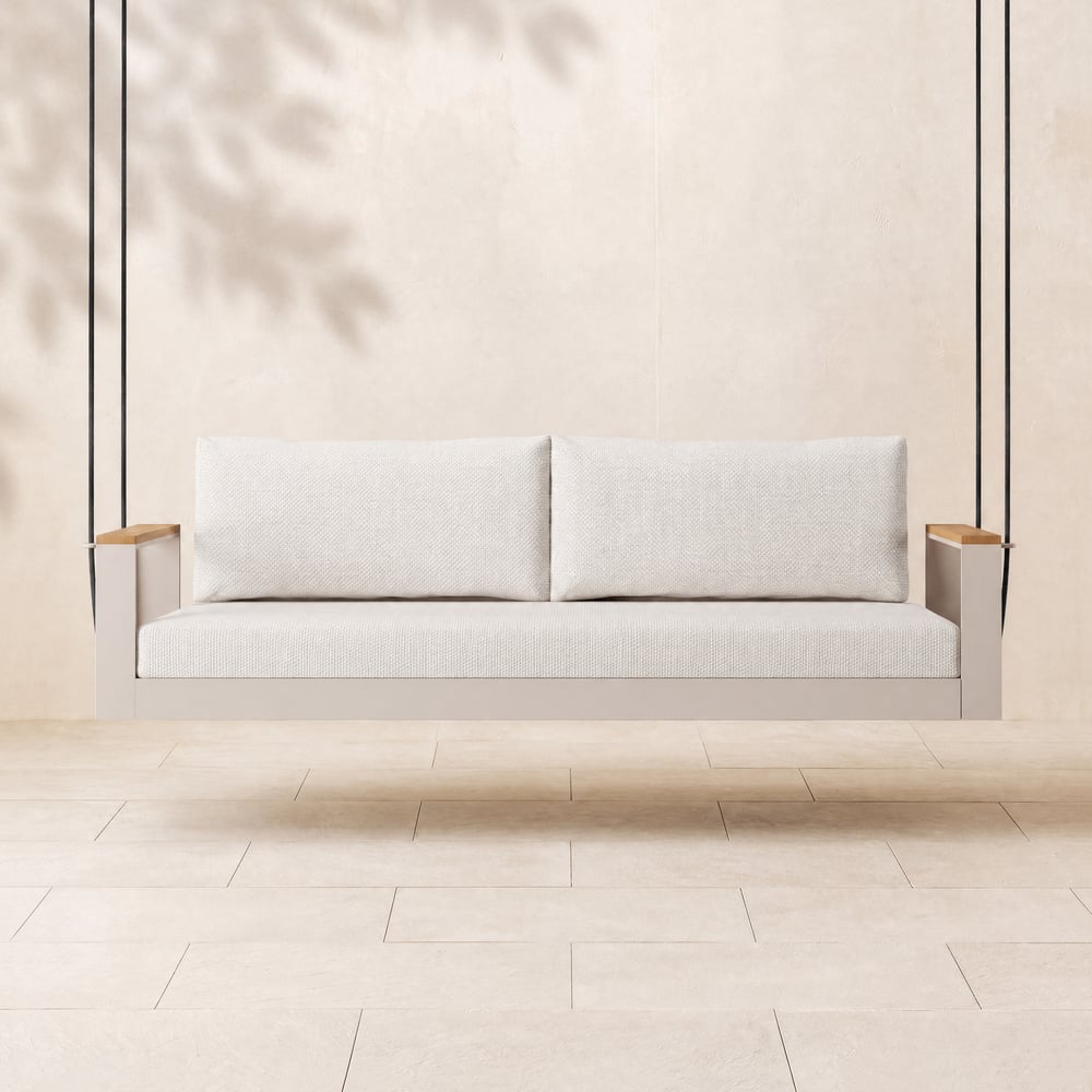 Tevara Outdoor Aluminum 2-Seater Hanging Swing Chair in Sand window image